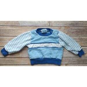 Vintage Joggles Sweatshirt 12M Infant 80/90s Blue White Stripes A20